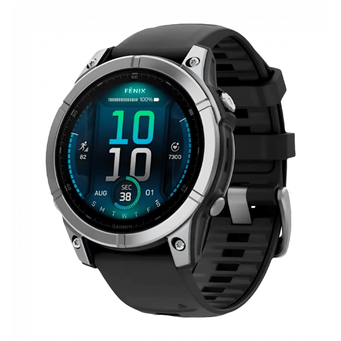 Спортивний годинник Garmin Fenix E 47mm AMOLED Stainless Steel with Black Silicone Band (010-03025-02/00) UA