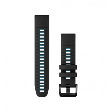 Ремінці для годинника Garmin QuickFit 22 силіконові, чорні/блакитні