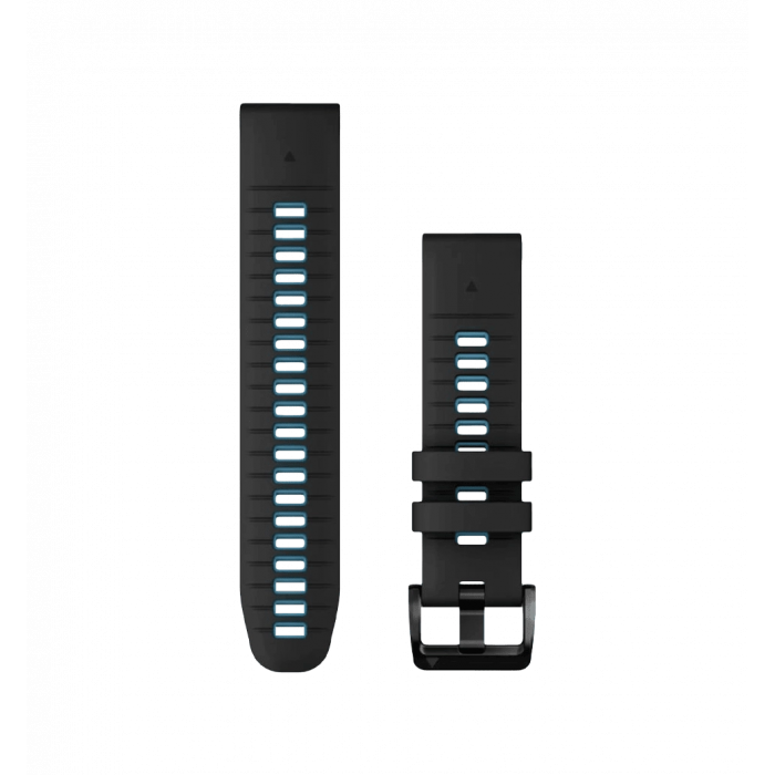 Ремінці для годинника Garmin QuickFit 22 силіконові, чорні/блакитні