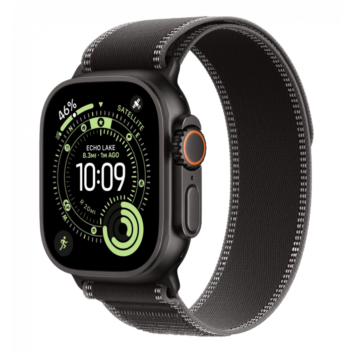 Apple Watch Ultra 3 GPS + Cellular 49mm Black Titanium Case with Black/Charcoal Trail Loop - S/M (MF1D4)