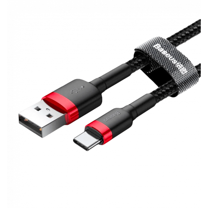Кабель USB Type-C Baseus Cafule Кабель USB для Type-C 3A 1M Красный+Черный (CATKLF-B91)