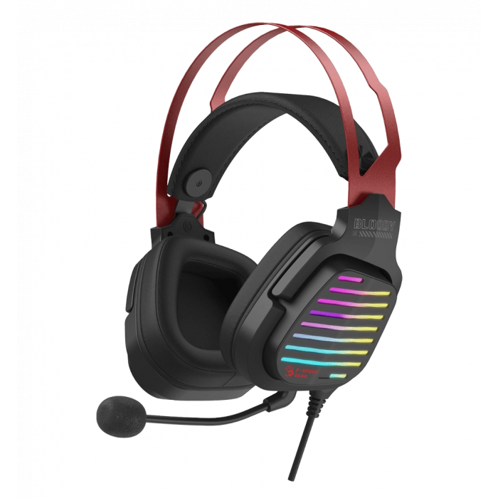 Гарнітура ігрова Bloody G560 Sports Red з підсвічуванням, колір чорно-червоний, USB