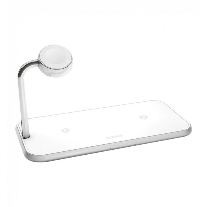 Зарядна станція Zens Dual Aluminum Wireless Charger + Watch White (ZEDC05W/00)