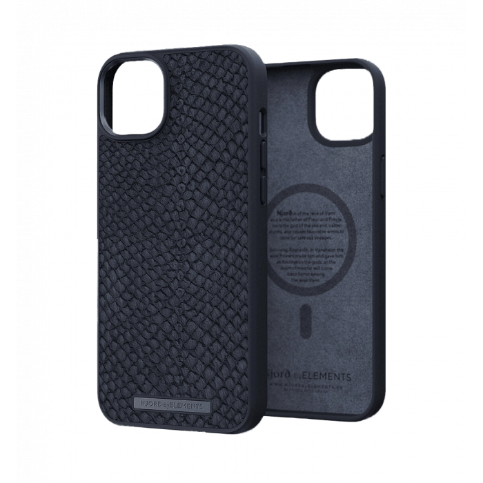 Кожаный чехол MagSafe Чохол Njord Salmon, черный для iPhone 14 Plus (NA42SL00)