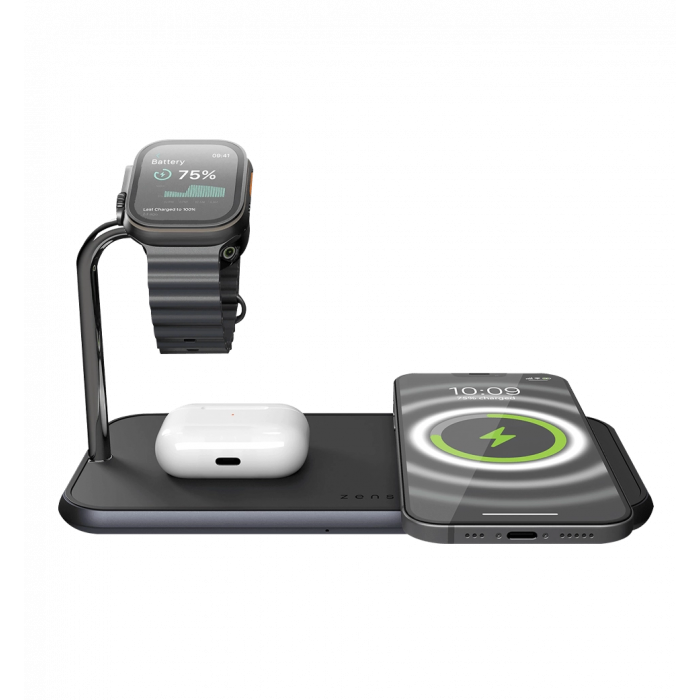 Зарядна станція Zens Dual + Watch Aluminium Wireless Charger Black (ZEDC05BM/00)