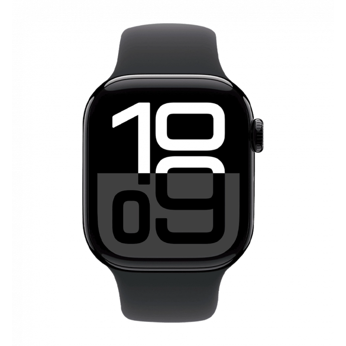 Apple Watch Series 10 GPS + Cellular 46mm Jet Black Aluminum Case with Black Sport Band M/L (MWY43)