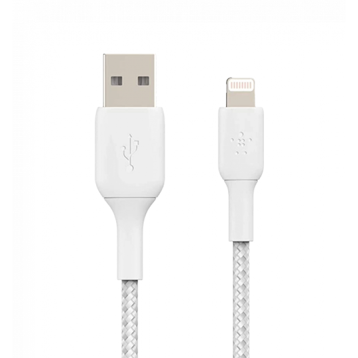 Кабель Belkin USB-A - Lightning, BRAIDED, 2m, white (CAA002bt2MWH)