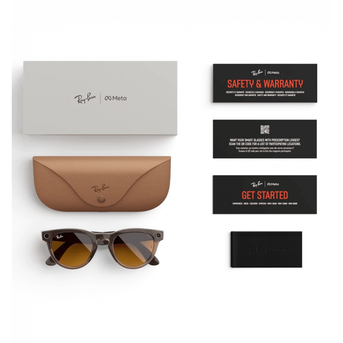 Смарт-окуляри Ray-Ban Meta Headliner Shiny Warm Stone Frame Clear/Clear Lenses (RW4009 6705ZX 50-23)