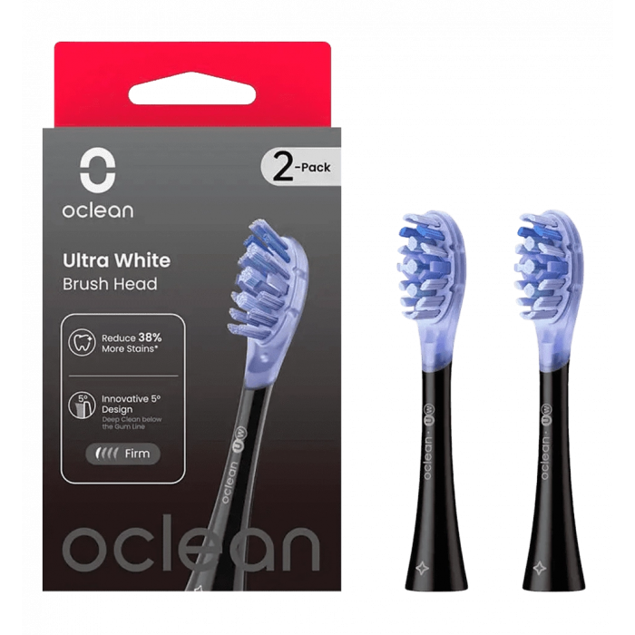 Насадка для зубної електрощітки Oclean UW02 B02 Ultra White Brush Head Black (2 шт) (6970810553550)