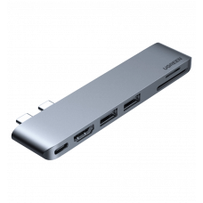 Хаб UGREEN CM380 Dual USB-C To HDMI+2xUSB 3.0 A+TF/SD+USB-C Female Converter Space Gray (80856)