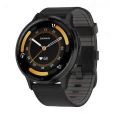 Смарт-годинник Garmin Venu 3 Slate S. Steel Bezel w. Black Case and Leather Band (010-02784-52/02) UA