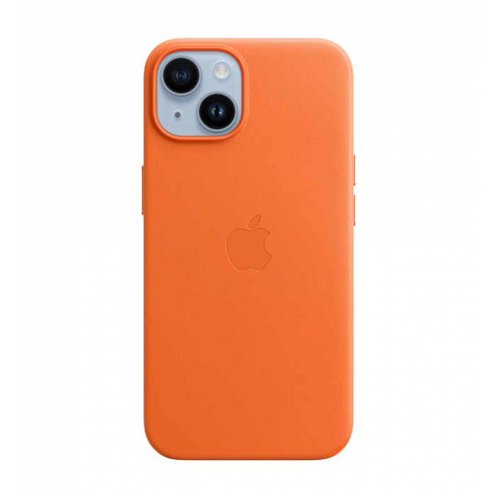 Чохол шкіряний iPhone 14 Leather Case with MagSafe Orange (MPP83)