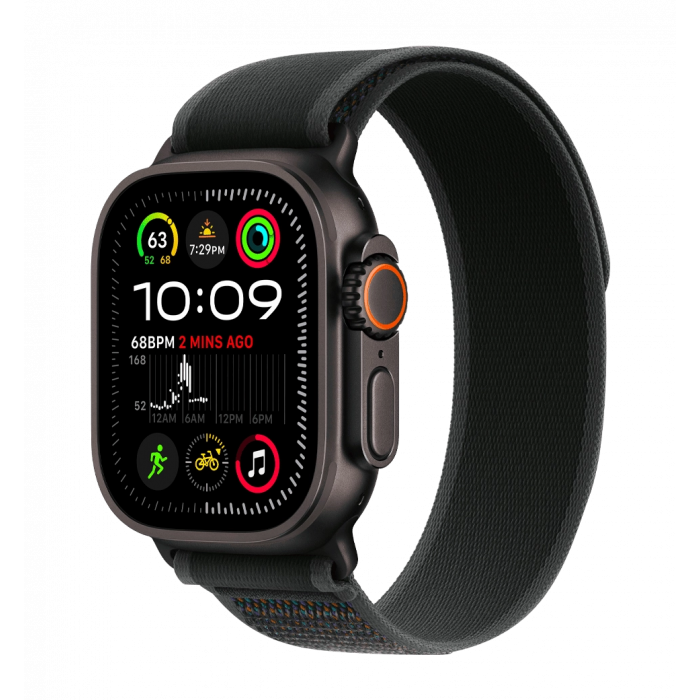 Apple Watch Ultra 2 49mm GPS + LTE Black Titanium Case with Black Trail Loop S/M (MX4U3)