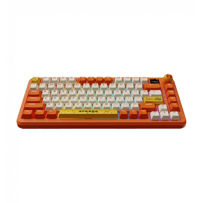 Бездротова механічна клавіатура Ajazz  AK820 MAX Avocado Switch Orange-White Theme-RGB--With Screen (AK820MAX-AS-OW)