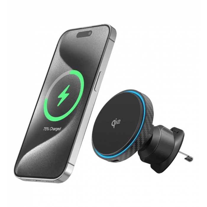 Car holder with Wireless Charger Proove Graphite Circle Qi2 15W