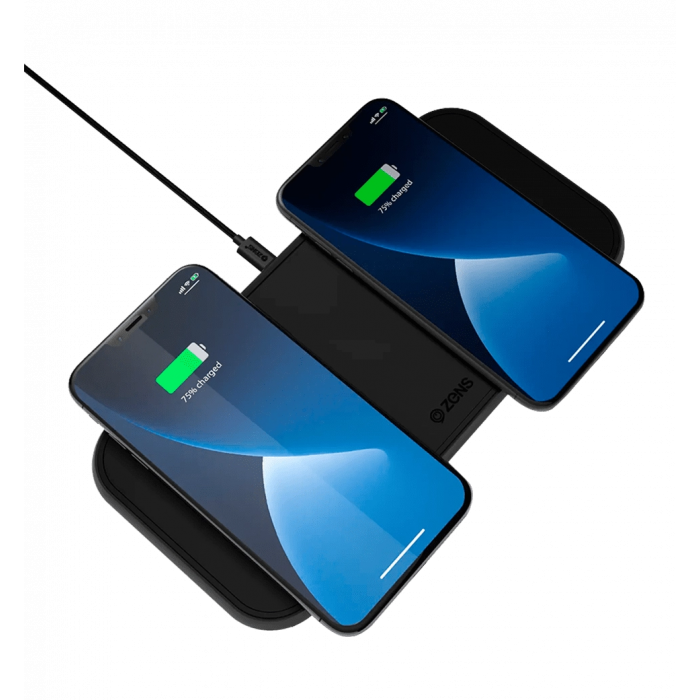 Зарядна станція Zens Dual Aluminium Wireless Charger Black USB-C 30W PD Wall Charger (ZEDC10B/00)
