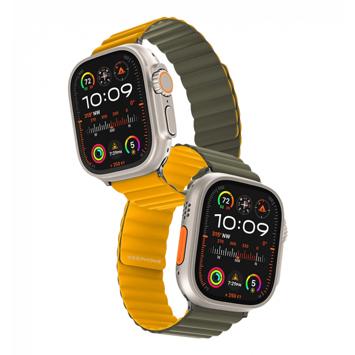Ремешок Keephone iBands, Silicone Magnetic Snap Green + Yellow (KPIBA49YLGN)