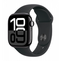 Apple Watch Series 10 42mm Jet Black Aluminum Case with  Black Sport Band -S/M  (MWWE3)