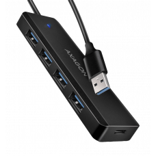 Хаб AXAGON HUE-C1A USB-A 5Гбіт/с TRAVEL hub, 20см Type-A, Чорний
