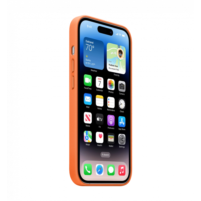 Чехол кожаный iPhone 14 Pro Leather Case with MagSafe Orange (MPPL3)